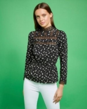 Savida Lace Detail Print Blouse