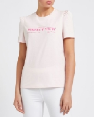 Dunnes Stores  Puff Sleeve Slogan T-Shirt