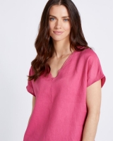 Dunnes Stores  Paul Costelloe Living Studio 100% Linen Pink Embroidered V-N