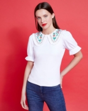 Dunnes Stores  Savida Embroidered Collar Top