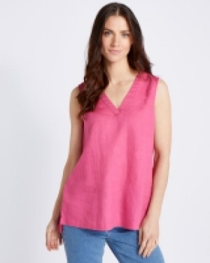Dunnes Stores  Paul Costelloe Living Studio Pink 100% Linen Vest