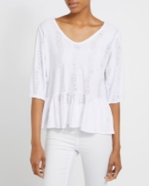 Dunnes Stores  Peplum Broderie Top