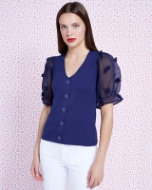 Dunnes Stores  Savida Bobble Sleeve Button Top