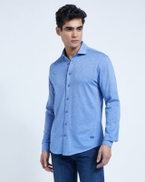 Dunnes Stores  Paul Costelloe Living Blue Knitted Slim Fit Shirt