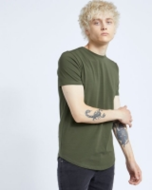 Paul Galvin Khaki Short-Sleeved Dipped Hem Tee Shirt
