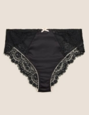 Boutique Satin & Lace High Waisted Brazilian Knickers