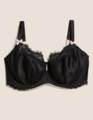 Boutique Satin Lace Trim Minimiser Bra C-G
