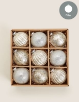 Marks and Spencer  9 Pack Silver Glass Baubles