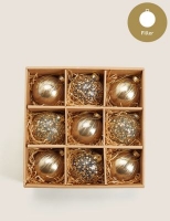 Marks and Spencer  9 Pack Gold Glass Sequin Baubles