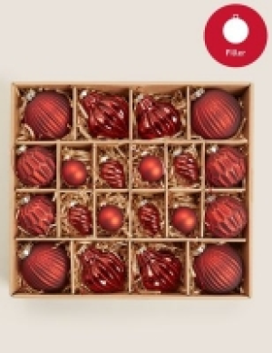20 Pack Red Glass Baubles
