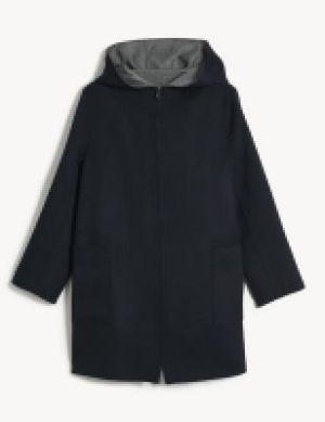 Jaeger Pure Wool Reversible Hooded Coat