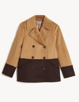 Marks and Spencer Jaeger Pure Wool Colour Block Pea Coat