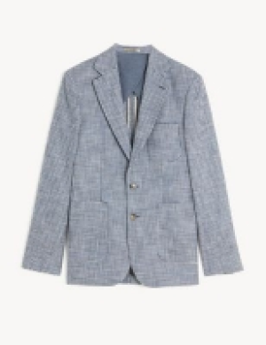Jaeger Tailored Fit Cotton Blend Houndstooth Jacket