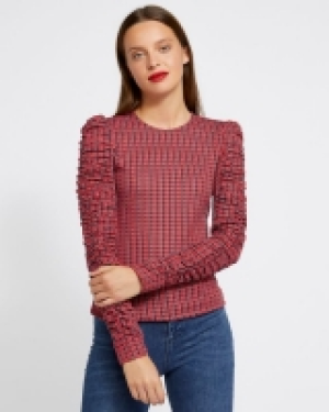 Savida Gigi Check Top Ruched Sleeve