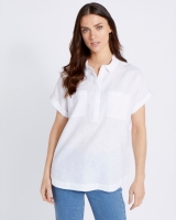 Dunnes Stores  Paul Costelloe Living Studio 100% Linen White Pocket Shirt