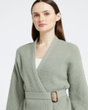 Paul Costelloe Living Studio Green Merino Belted Cardigan