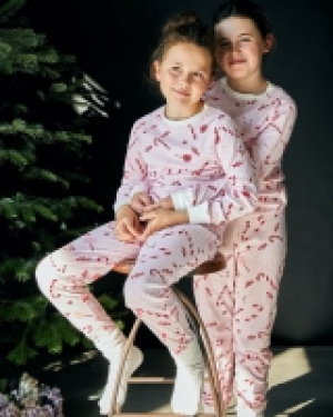 Dunnes Stores  Leigh Tucker Willow Cotton Rib Carol Candy Christmas Pyjamas