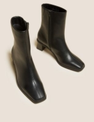 M&s Collection Block Heel Square Toe Ankle Boots