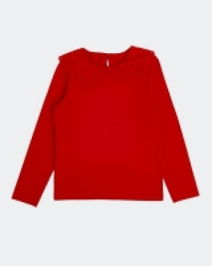 Girls Broderie Collared Long Sleeve Top (2-8 years)