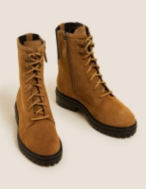 M&s Collection Wide Fit Suede Lace Up Ankle Boots