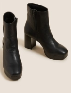 M&s Collection Leather Platform Ankle Boots