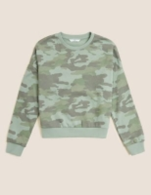 M&s Collection Cotton Rich Camouflage Sweatshirt (6-16 Yrs)
