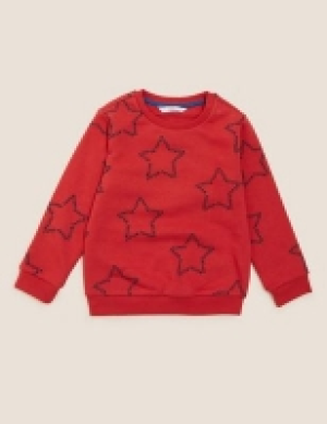 M&s Collection Cotton Rich Star Print Sweatshirt (2-7 Yrs)