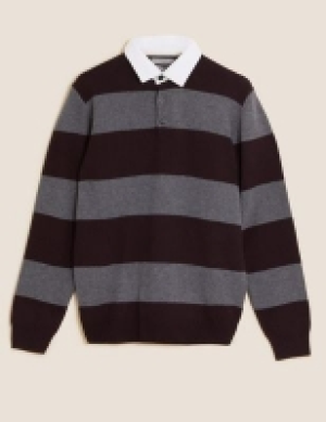 Marks and Spencer M&s Collection Pure Lambswool Striped Rugby Shirt