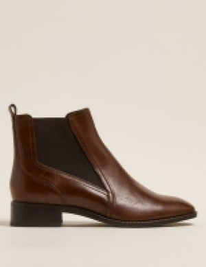 M&s Collection Wide Fit Leather Chelsea Ankle Boots
