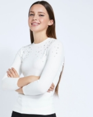 Savida Jewel And Pearl Ribbed T-Shirt