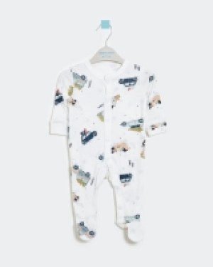 Dunnes Stores  Leigh Tucker Willow Cotton Rib Snow Christmas Sleepsuit (0-2