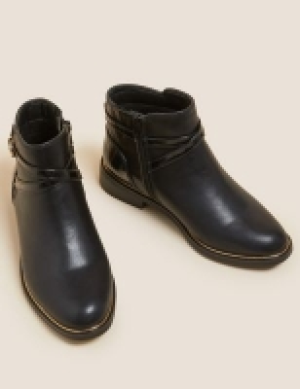 M&s Collection Wide Fit Buckle Flat Ankle Boots