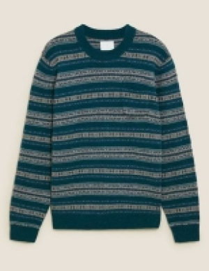 M&s Originals Knitted Lambswool Fairisle Jumper