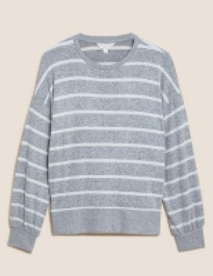 M&s Collection Cosy Knit Lounge Striped Sweatshirt
