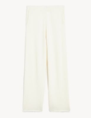 Marks and Spencer Jaeger Wool Elasticated Waist Wide Leg Trousers