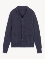 Marks and Spencer Jaeger Wool with Cashmere Ribbed Cardigan