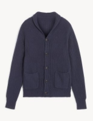 Jaeger Wool with Cashmere Ribbed Cardigan