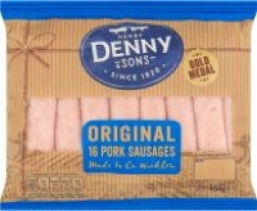 Denny Gold Medal 16 Pork Sausages - Price Marked / Black / White P