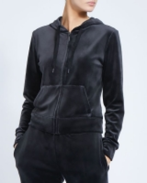 Velour Zip Through Hoodie