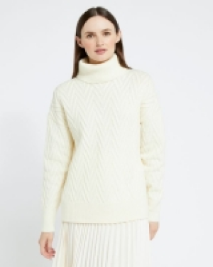 Paul Costelloe Living Studio Cream Chevron Polo Jumper