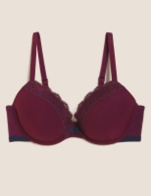 M&s Collection Lace Trim Underwired Plunge Bra A-E