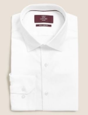 Marks and Spencer M&s Collection Luxury Tailored Fit Cotton Stretch Twill Shirt
