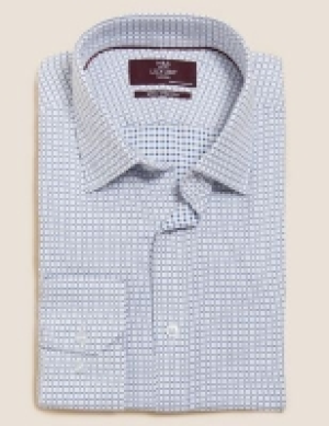 Marks and Spencer M&s Collection Tailored Fit Cotton Stretch Check Shirt