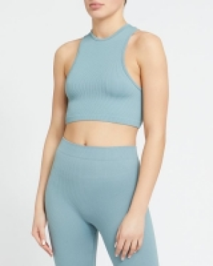 High Neck Rib Crop Top