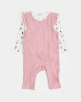 Dunnes Stores  Two-Piece Rib Dungarees (Newborn - 12 months)