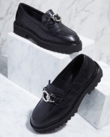 Dunnes Stores  Leather Chunky Chain Trim Loafer