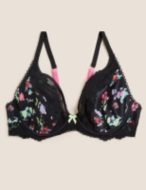 Boutique Emilia Satin Floral Wired Plunge Bra A-E
