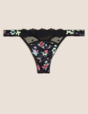 Boutique Emilia Satin Floral Thong