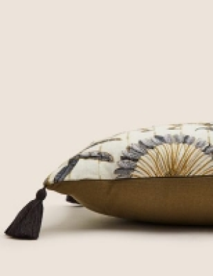 Marks and Spencer M&s Collection Cotton Blend Leopard Embroidered Bolster Cushion
