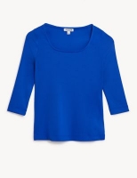 Marks and Spencer Jaeger Ribbed Square Neck 3/4 Sleeve Top